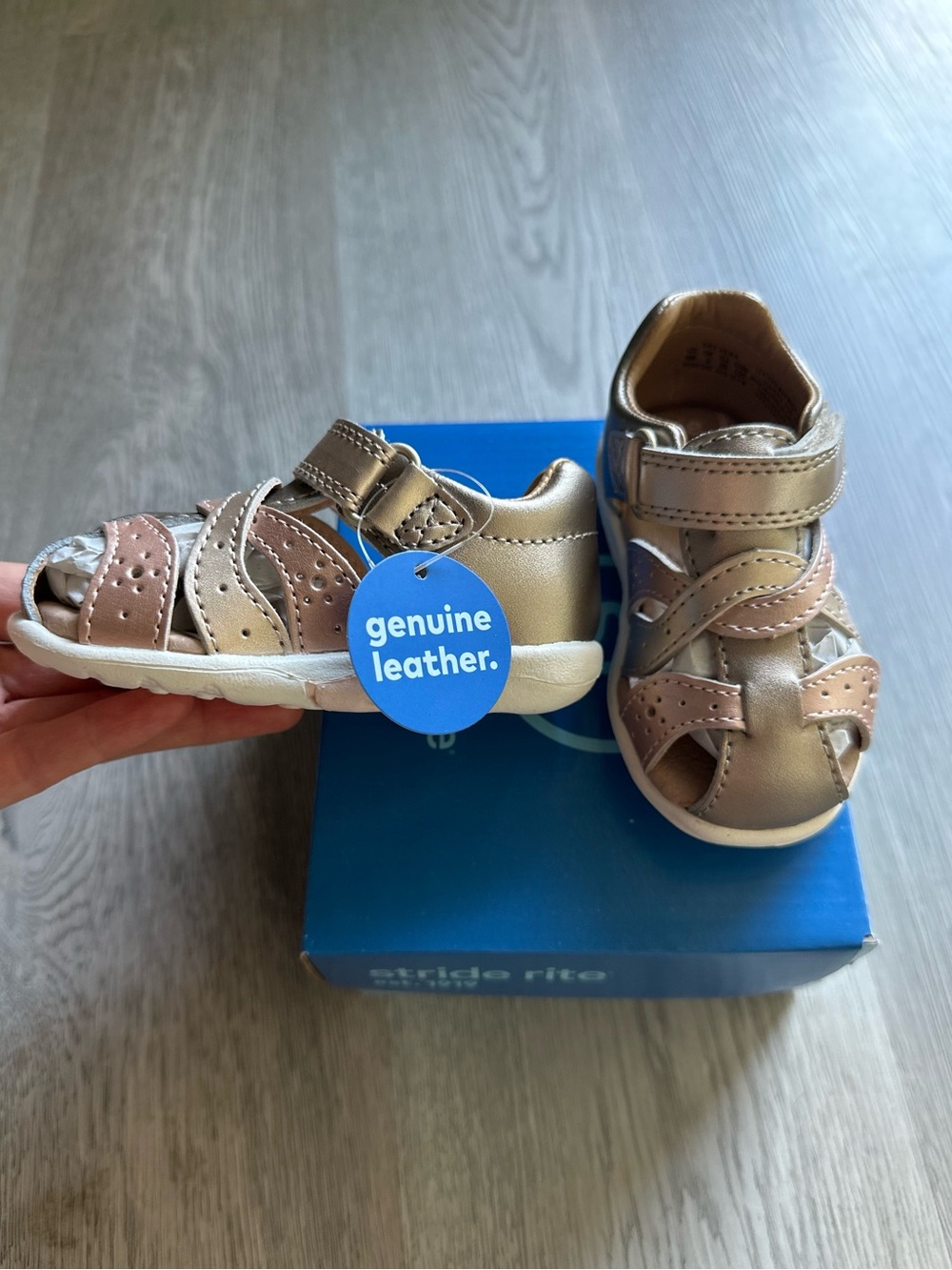 Stride Rite Sandals Xena Champagne Genuine Leather 4 - Picture 2 of 6